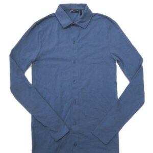 Asos Design Mens Button Up‎ Shirt Small 36-38 Blue Long Sleeve Stretch